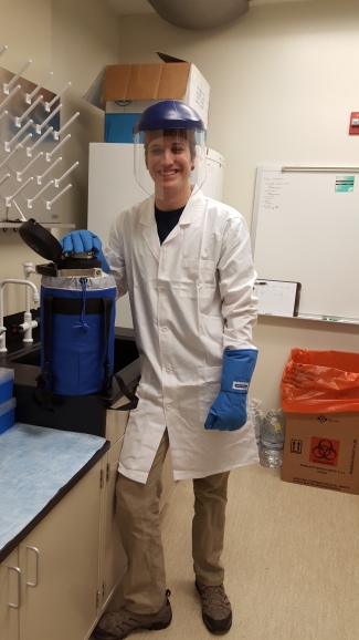 Dalton Burch at the new AptamiR lab.